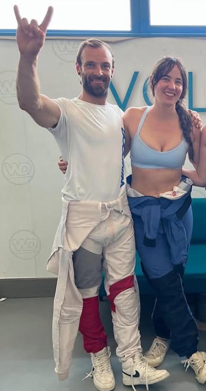 Mario e Irina en el túnel de viento
